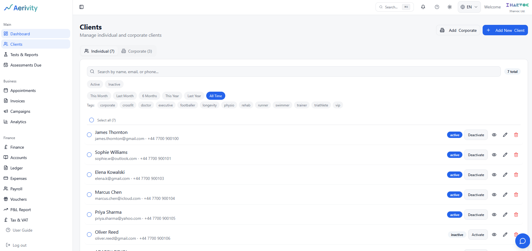Client Management screenshot
